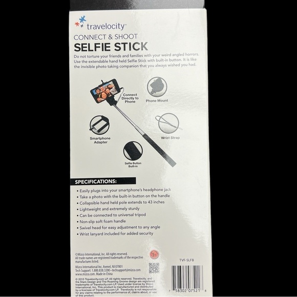 Selfie Stick 43” Extension by Travelocity Connect & Shoot - Picture 3 of 4